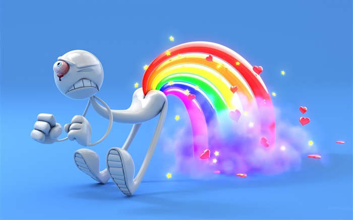 3D design, one-eyed man, rainbow Wallpapers Pictures Photos Images