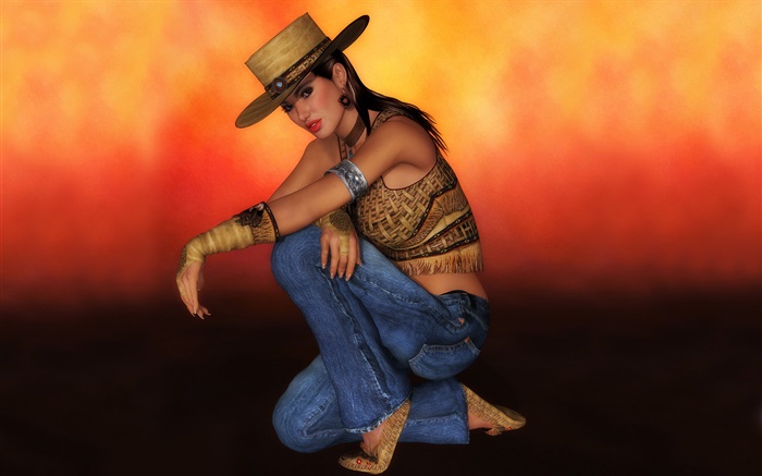 3D girl, cowgirl Wallpapers Pictures Photos Images