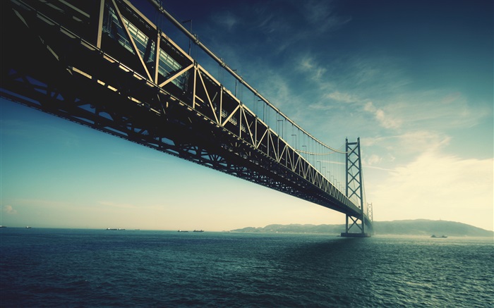 Akashi Kaikyo bridge, Japan, sea Wallpapers Pictures Photos Images