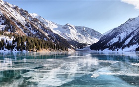 Almaty, Kazakhstan, winter, lake HD wallpaper