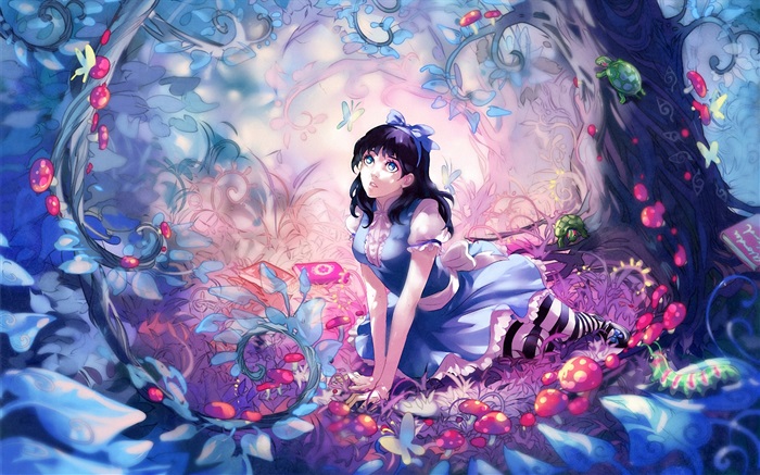 Anime girl in the fairy forest Wallpapers Pictures Photos Images