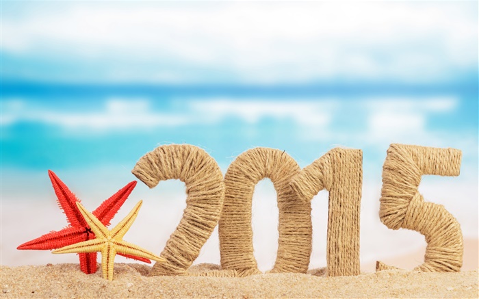 Beach with starfish, New Year 2015 Wallpapers Pictures Photos Images