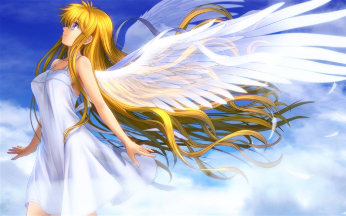 Beautiful angel, anime girl, wings Wallpapers Pictures Photos Images
