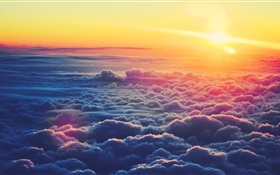 Beautiful sunset clouds, sunlight HD wallpaper