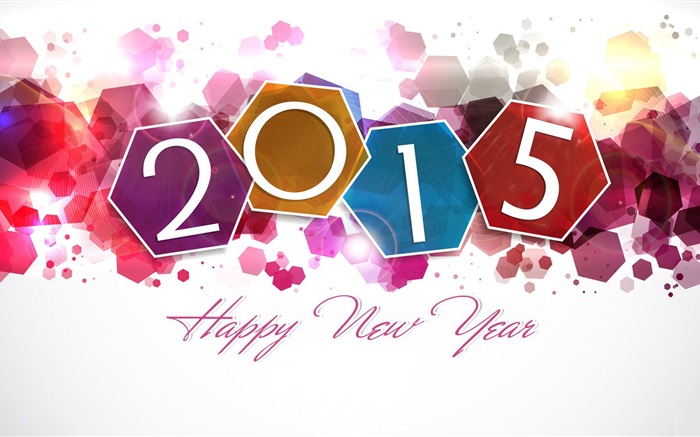 Colorful hexagon, New Year 2015 Wallpapers Pictures Photos Images