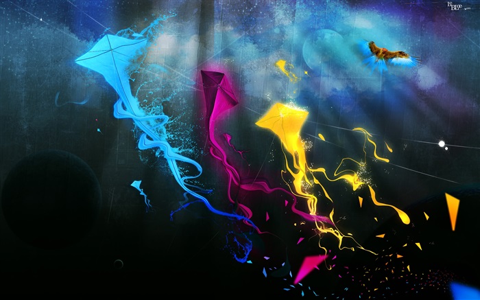 Colorful kite, abstract pictures Wallpapers Pictures Photos Images