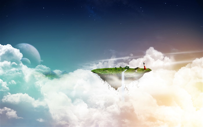 Creative images, aerial floating island, clouds Wallpapers Pictures Photos Images