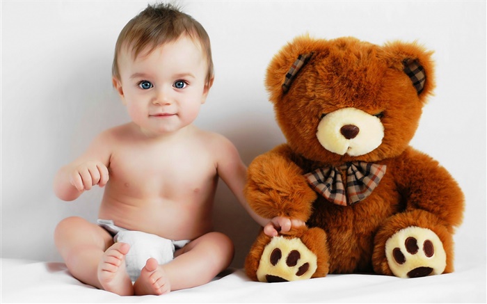 Cute baby and teddy bear Wallpapers Pictures Photos Images