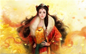 Fantasy girl, retro, asian HD wallpaper
