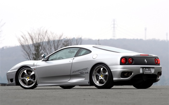 Ferrari silvery supercar rear view Wallpapers Pictures Photos Images