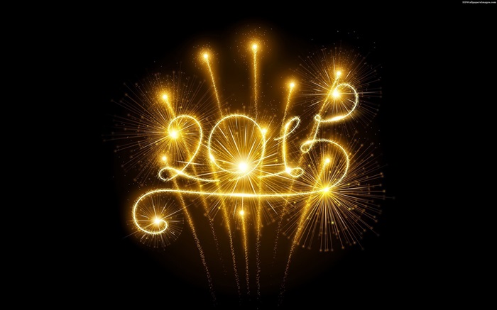 Golden fireworks, 2015 New Year Wallpapers Pictures Photos Images