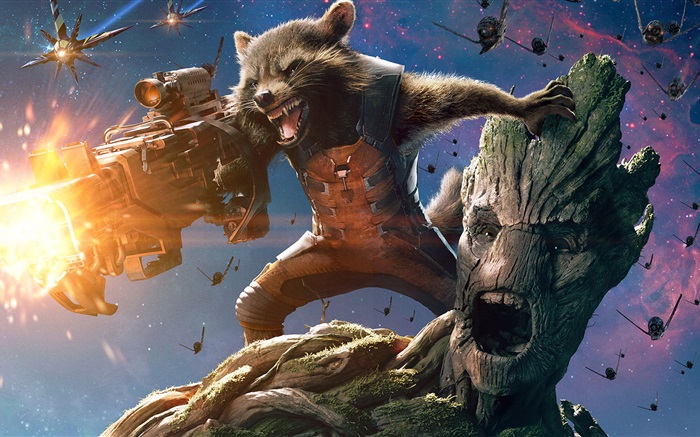 Guardians of the Galaxy, 2014 movie, raccoon and tree man Wallpapers Pictures Photos Images