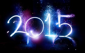 Happy New Year 2015, fireworks, black background