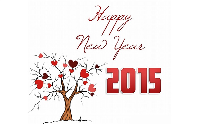 Happy New Year 2015, love hearts tree Wallpapers Pictures Photos Images