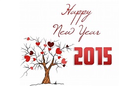 Happy New Year 2015, love hearts tree HD wallpaper
