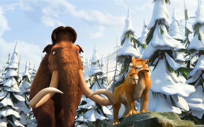 Ice Age 3, mammoths and saber-toothed tiger Wallpapers Pictures Photos Images