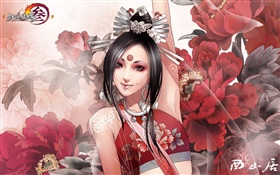 JX three online version, girl, flowers HD wallpaper