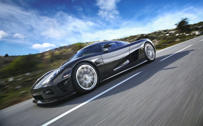 Koenigsegg black car at high speed Wallpapers Pictures Photos Images