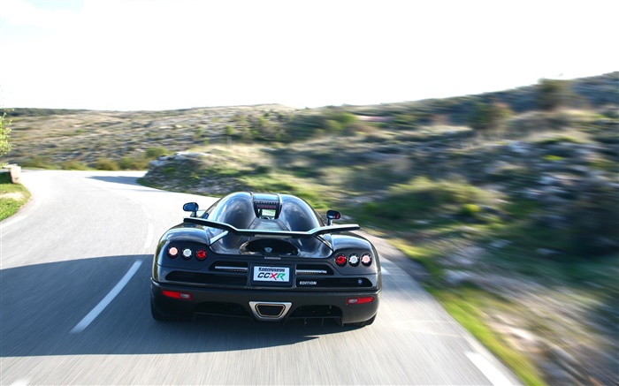 Koenigsegg black car rear view Wallpapers Pictures Photos Images