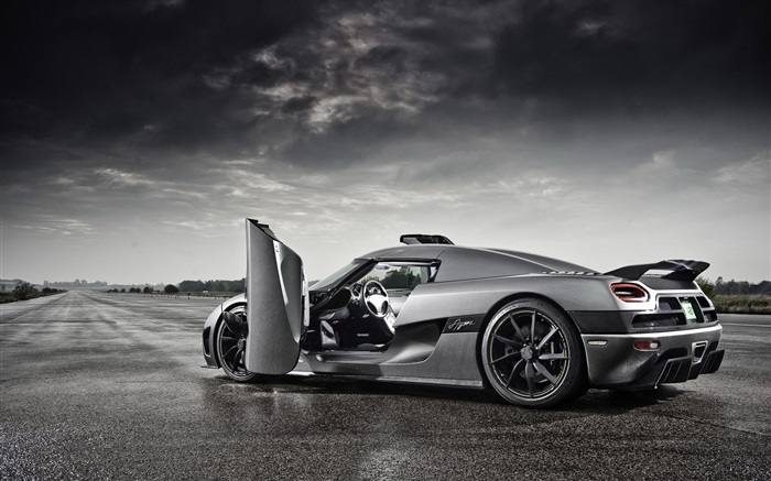 Koenigsegg gray supercar doors opened Wallpapers Pictures Photos Images