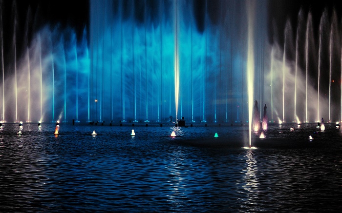 Night, fountains, lighting Wallpapers Pictures Photos Images