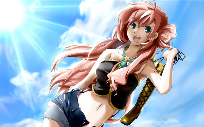 Pink hair anime girl, summer, sun Wallpapers Pictures Photos Images