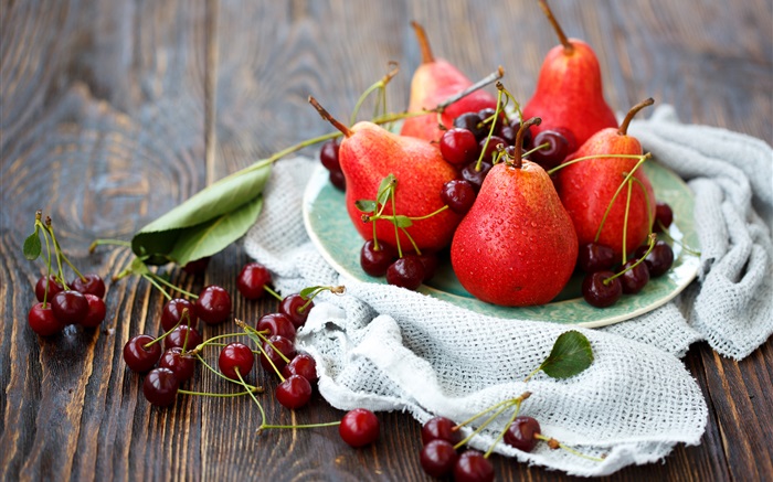 Red cherry and red pears Wallpapers Pictures Photos Images