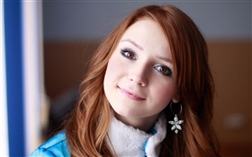 Red hair girl smile HD wallpaper