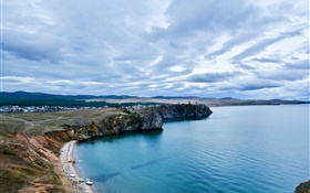 Russia, Lake Baikal, dusk, clouds HD wallpaper