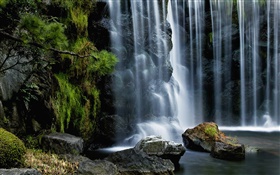 Waterfalls, stones HD wallpaper