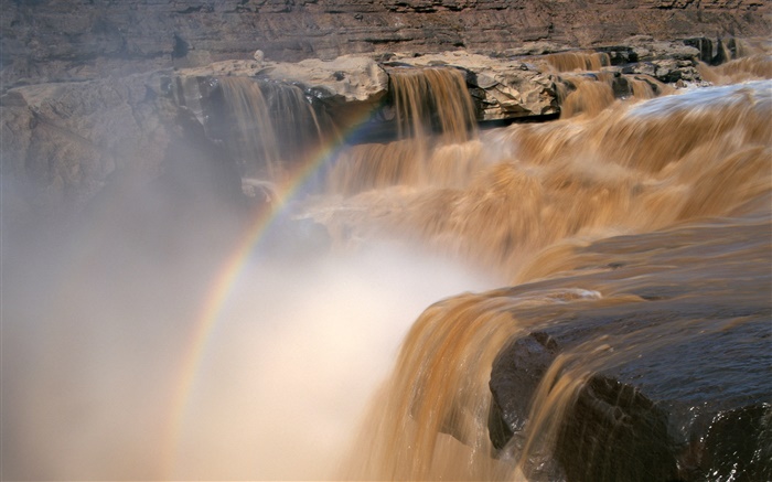 Yellow River, waterfall, rainbow, China Wallpapers Pictures Photos Images