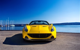 2015 Ferrari yellow supercar front view