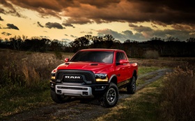 2015 Ford Ram 1500 red pickup front view HD wallpaper