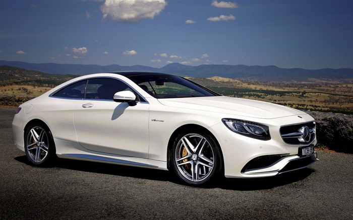 2015 Mercedes-Benz S63 AMG white car side view Wallpapers Pictures Photos Images