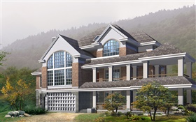 3D design, the hillside villas HD wallpaper