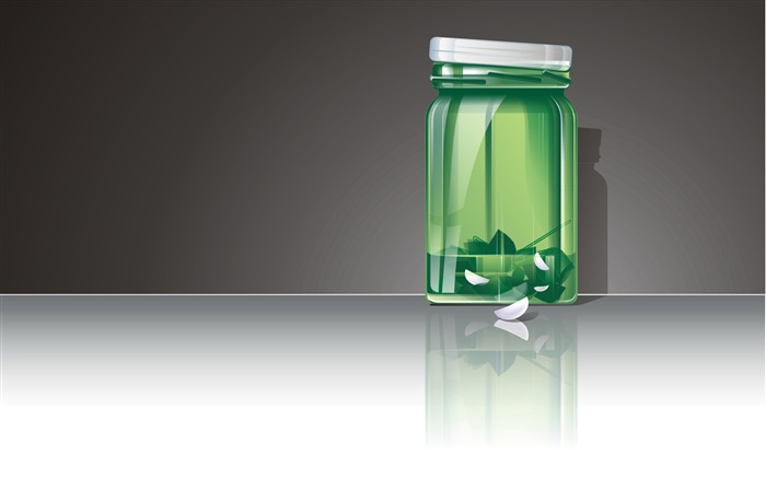 3D green glass bottle Wallpapers Pictures Photos Images