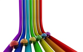3D rainbow bridge, balls HD wallpaper