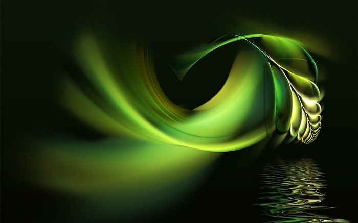 Abstract design, green leaves, water Wallpapers Pictures Photos Images