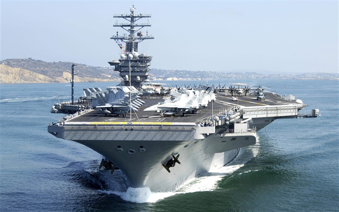 Aircraft carrier, helicopters, fighters, sea Wallpapers Pictures Photos Images