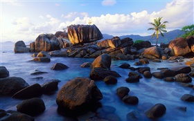Anse Soleil, Mahe, Seychelles, stones, coast HD wallpaper