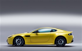 Aston Martin V12 Vantage S yellow supercar side view HD wallpaper