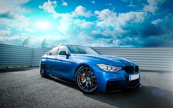 BMW F30 335i blue car front view Wallpapers Pictures Photos Images