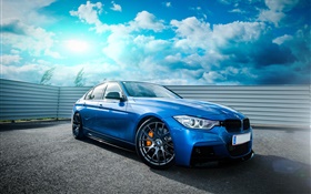 BMW F30 335i blue car front view