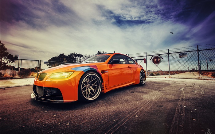 BMW GT2 E92 M3 orange supercar side view Wallpapers Pictures Photos Images