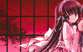 Beautiful long hair anime girl HD wallpaper