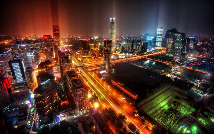 Beijing, China, city, night, lights, skyscrapers Wallpapers Pictures Photos Images