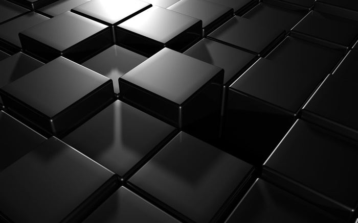 Black color 3D cube Wallpapers Pictures Photos Images