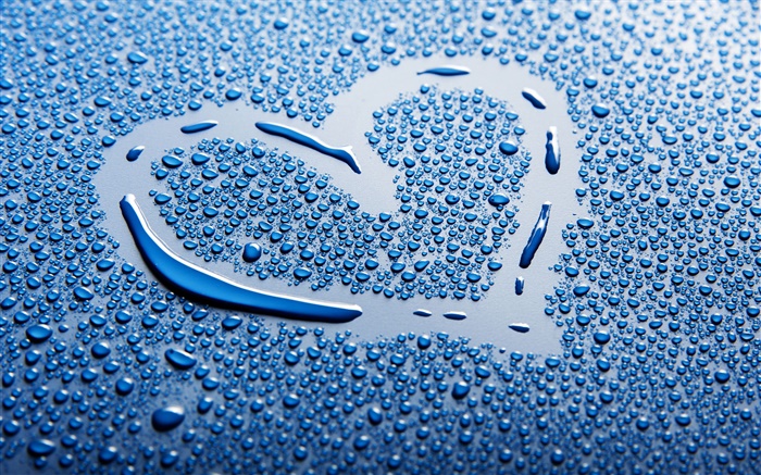 Blue love heart, water drops Wallpapers Pictures Photos Images