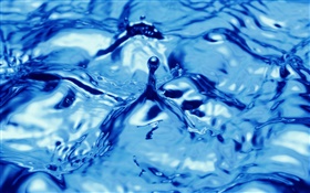 Blue water close-up, drops, splash HD wallpaper