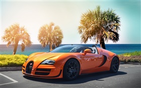Bugatti veyron hypercar orange supercar HD wallpaper